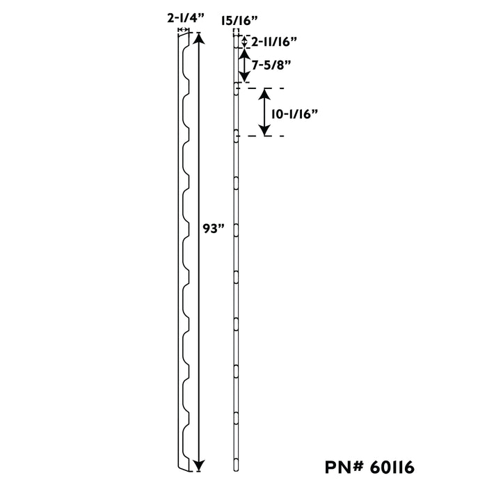 Whitecap 60116 Nine Loop Handrail - 93"