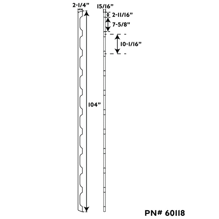 Whitecap 60118 Ten Loop Handrail - 103.5"