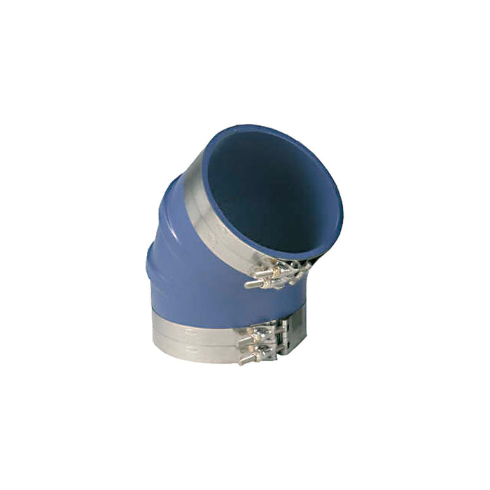 Trident Marine 240V3000-S/S Trident Blue "VHT" Silicone 45° Elbow w/T-Bold, Clamps, 3"