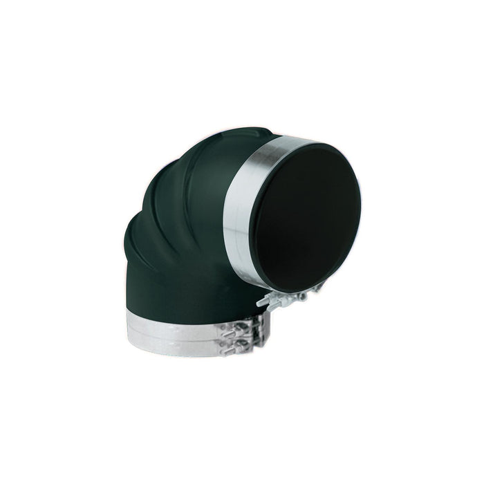 Trident Marine TRL-290-S/S Trident Black Rubber 90Â° Elbow w/T-Bolt Clamps, 2"