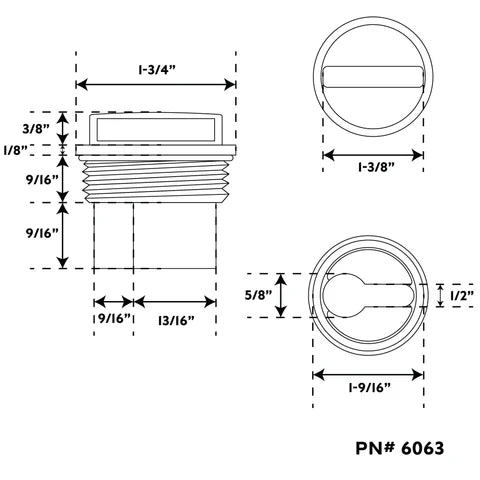 Whitecap 6063C | Cap for Deck Fills with Push Up Tab Packaged