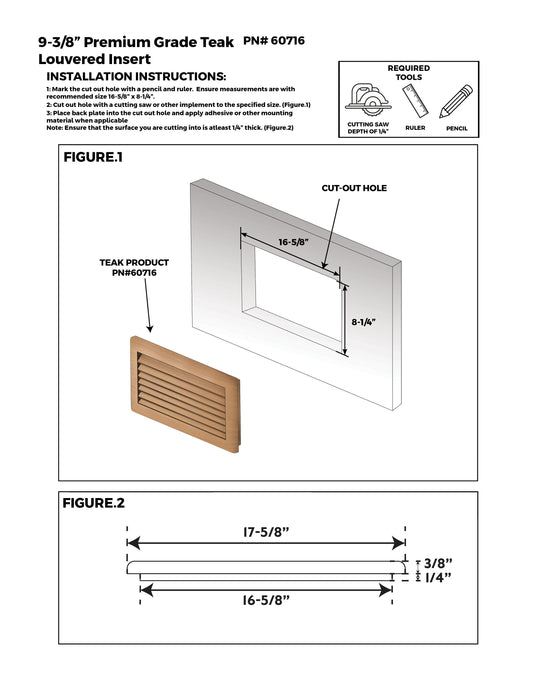 Whitecap Teak Louvered Insert - 9-3/8" x 18" x 3/4"