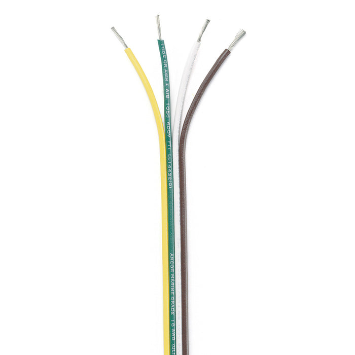 Cable plano de unión Ancor - 16/4 AWG - Marrón/Verde/Blanco/Amarillo - Plano - 100'