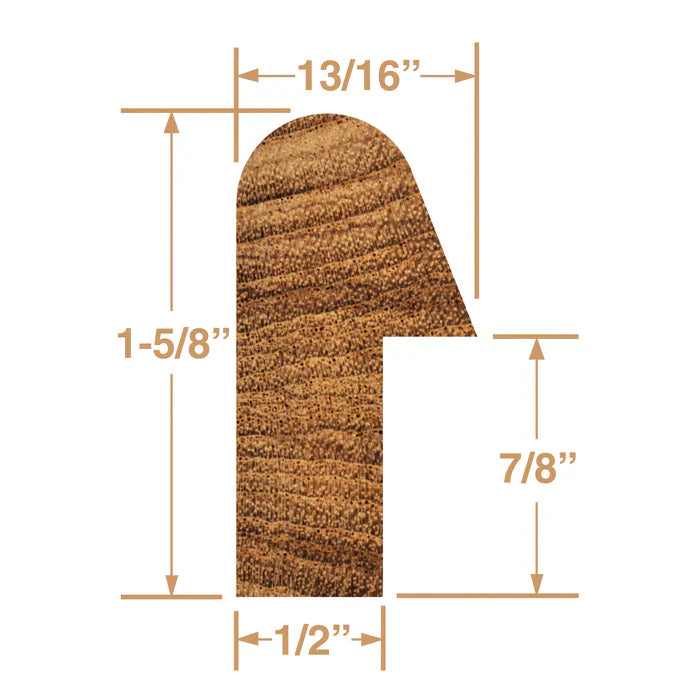 Whitecap 60831-5 Bulkhead Molding 1-5/8" - 5' L Teak