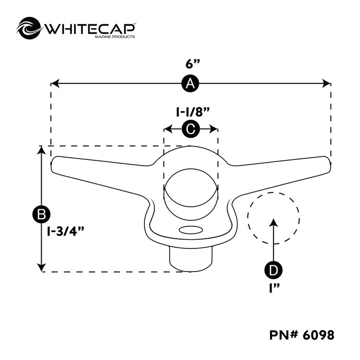 Whitecap 6098 6" Lift Ring/Cleat