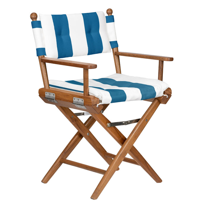 Whitecap 61040 Premium Grade Teak Newport Folding Director's Chair with Cabana Regatta Sunbrella Fabric Seat Cushions