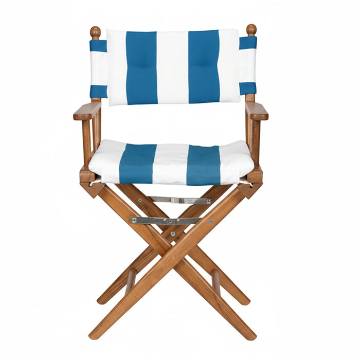 Whitecap 61040 Premium Grade Teak Newport Folding Director's Chair with Cabana Regatta Sunbrella Fabric Seat Cushions