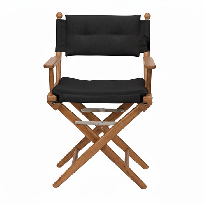 Whitecap 61041 Premium Grade Teak Newport Folding Director's Chair with Black Sunbrella Fabric Seat Cushions