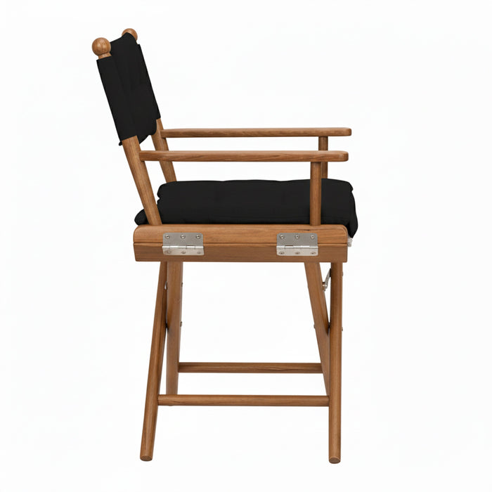 Whitecap 61041 Premium Grade Teak Newport Folding Director's Chair with Black Sunbrella Fabric Seat Cushions