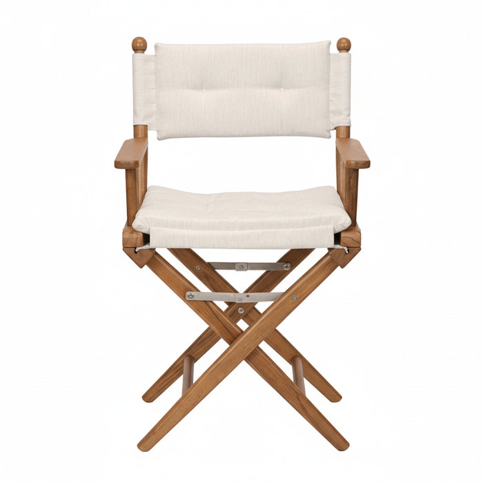 Whitecap 60043 Premium Grade Teak Folding Directors Chair with Pacific Blue Sunbrella Fabric Covers