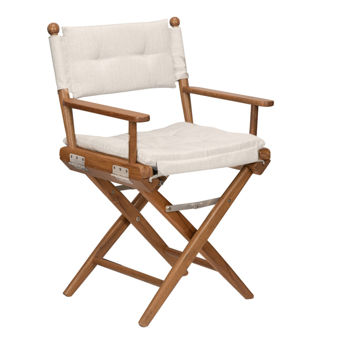 Whitecap 60043 Premium Grade Teak Folding Directors Chair with Pacific Blue Sunbrella Fabric Covers