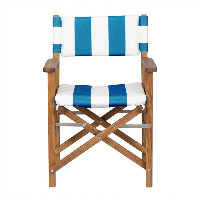 Whitecap 61050 Premium Grade Teak Folding Hemmingway Director's Chair with Cabana Regatta Sunbrella Fabric Seat Cushions