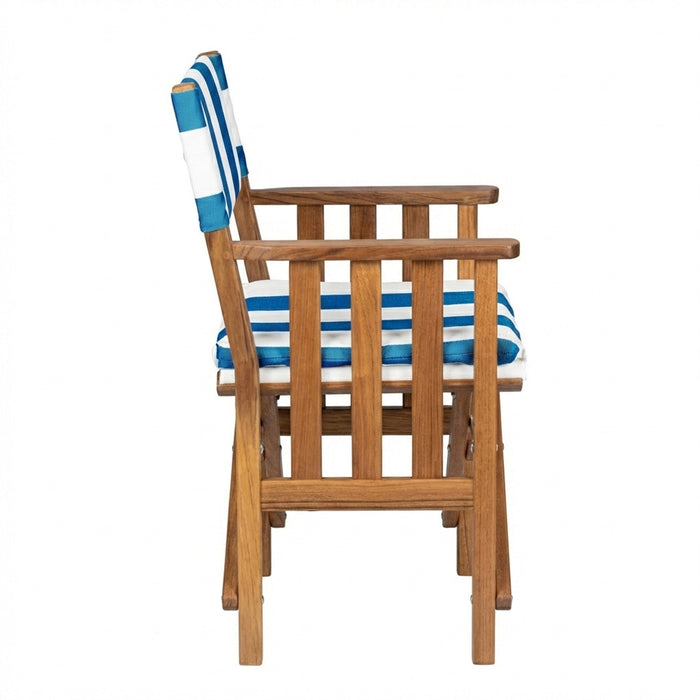 Whitecap 61050 Premium Grade Teak Folding Hemmingway Director's Chair with Cabana Regatta Sunbrella Fabric Seat Cushions