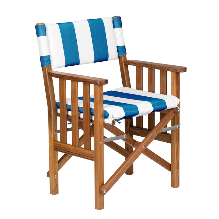 Whitecap 61050 Premium Grade Teak Folding Hemmingway Director's Chair with Cabana Regatta Sunbrella Fabric Seat Cushions