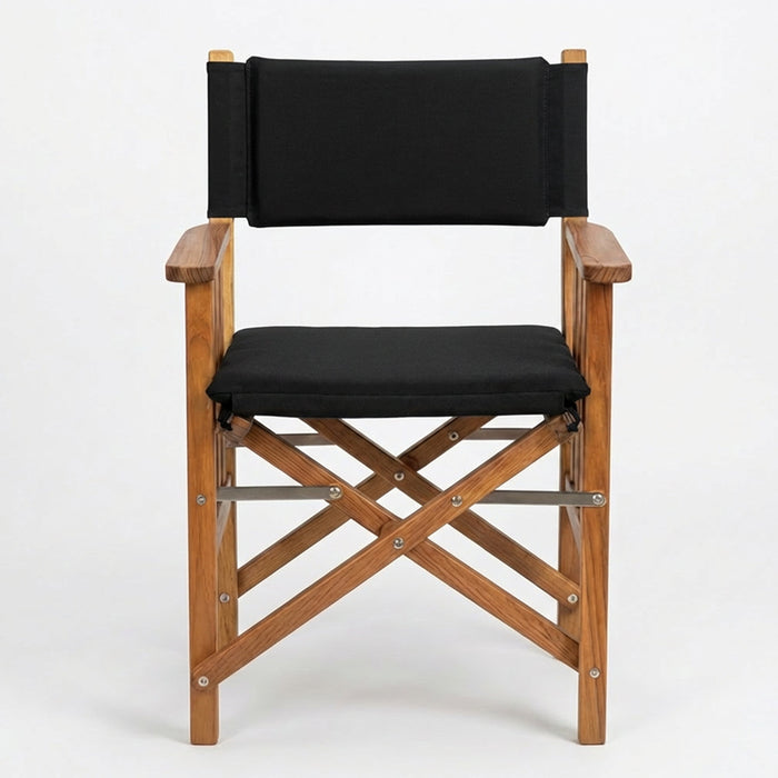 Whitecap 61051 Premium Grade Teak Hemmingway Folding Director's Chair with Black Sunbrella Fabric Seat Cushions