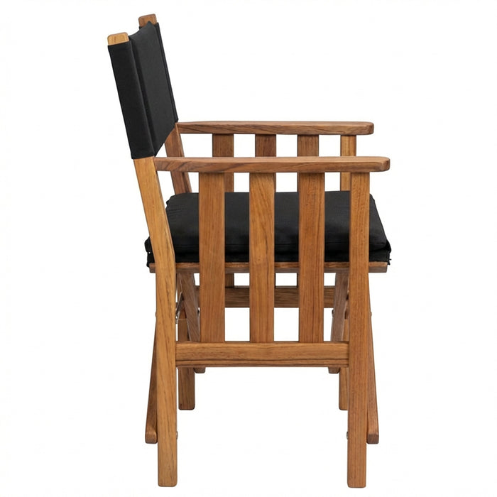 Whitecap 61051 Premium Grade Teak Hemmingway Folding Director's Chair with Black Sunbrella Fabric Seat Cushions