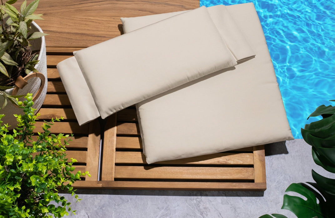 Whitecap 61053 Premium Grade Teak Folding Director's Chair II with Oyster Sunbrella Fabric Seat Cushions