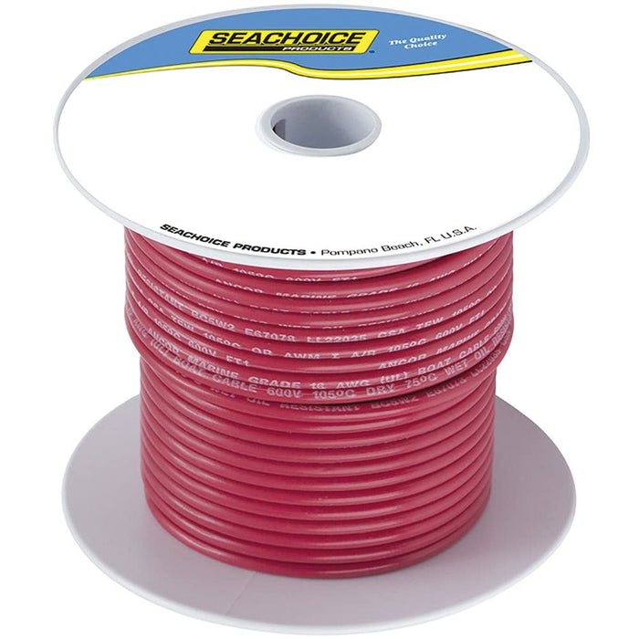 Seachoice 50-63053 Tinned Copper Marine Wire, 8 AWG, Red, 100'