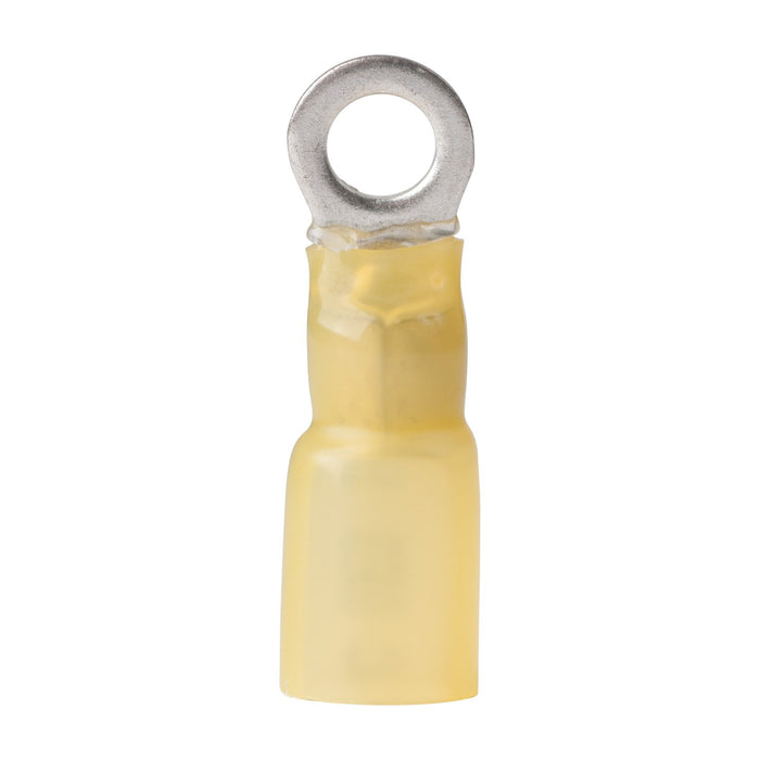 Ancor 312403 Marine Grade Heat Shrink Ring Terminals, 1/4" Fastener, 12-10 Wire, Yellow, 3/Pk