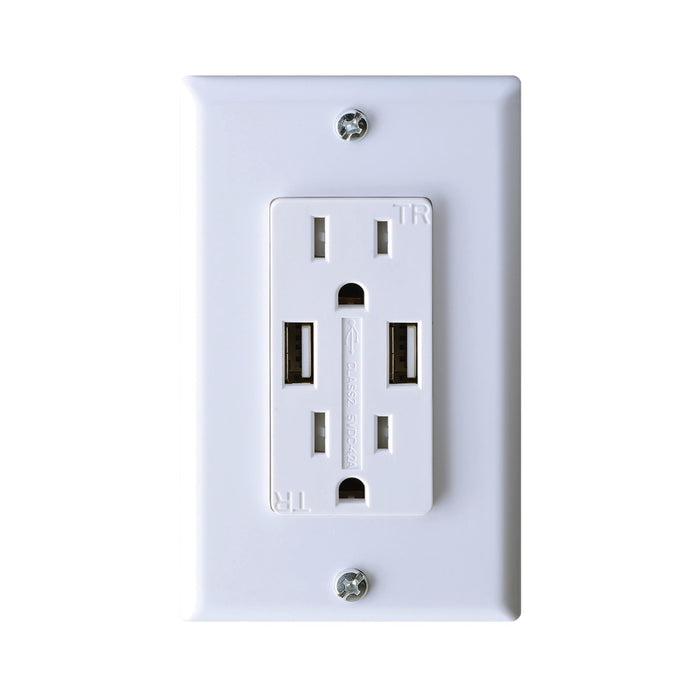RV Designer S850 AC Dual Outlet With USB Charging Ports, White