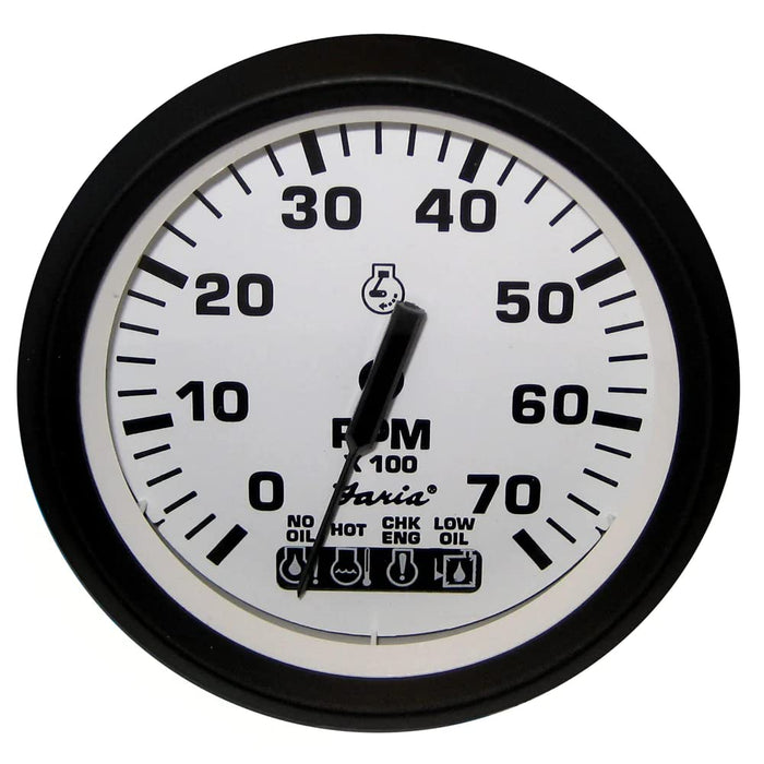 Faria F32950 Euro 4" Gauge 7000 RPM Tachometer w/ System Check Indicator (Gas), (J/E Outboard)
