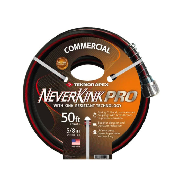 Teknor Apex 8845-50 Commercial Duty Neverkink Hose, 5/8" x 50', Black/Red
