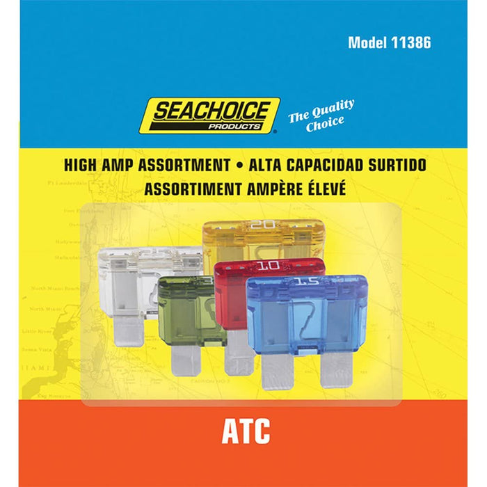 Seachoice SC11386 High Amp ATC Glass Fuse Assortment, 5ea