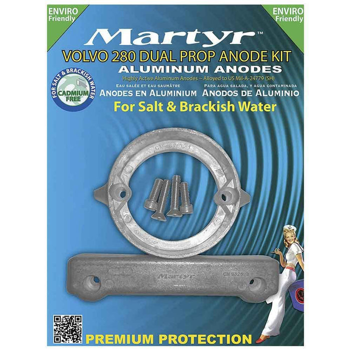 Martyr CM280DPKITA Alum Anode Kit, Volvo Penta 280 DP, contains 1-875821, 1-832598 and Fastening Hardware