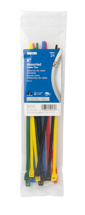 Ancor 199224 Cable Tie 8" Assorted 24Pc