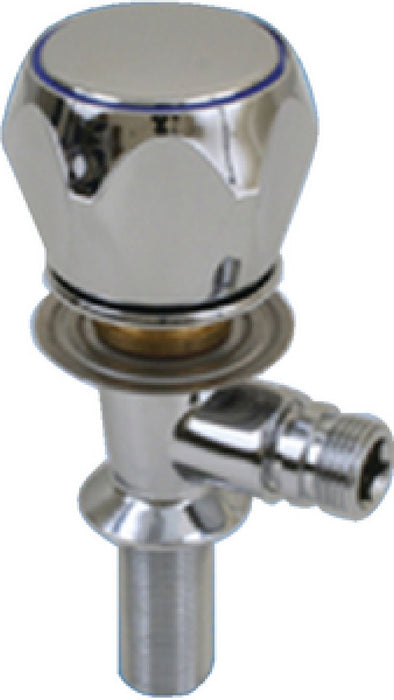 Scandvik 10091P Chrome Plated Brass Compact Cold Tap, For Shower Control, Chrome Plastic Knob, Bulkhead or Counter Mount