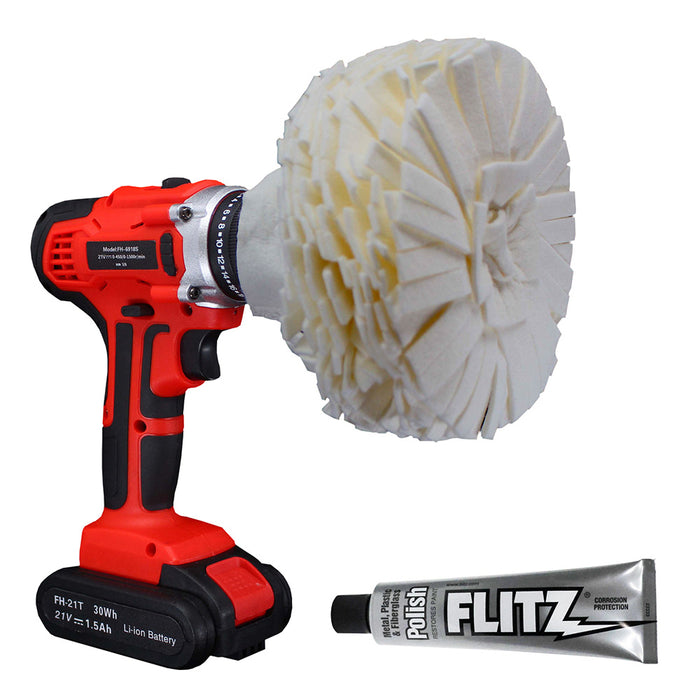 Flitz PB 101-50 Buff Ball Large 5" White w/1.76oz Tube Polish