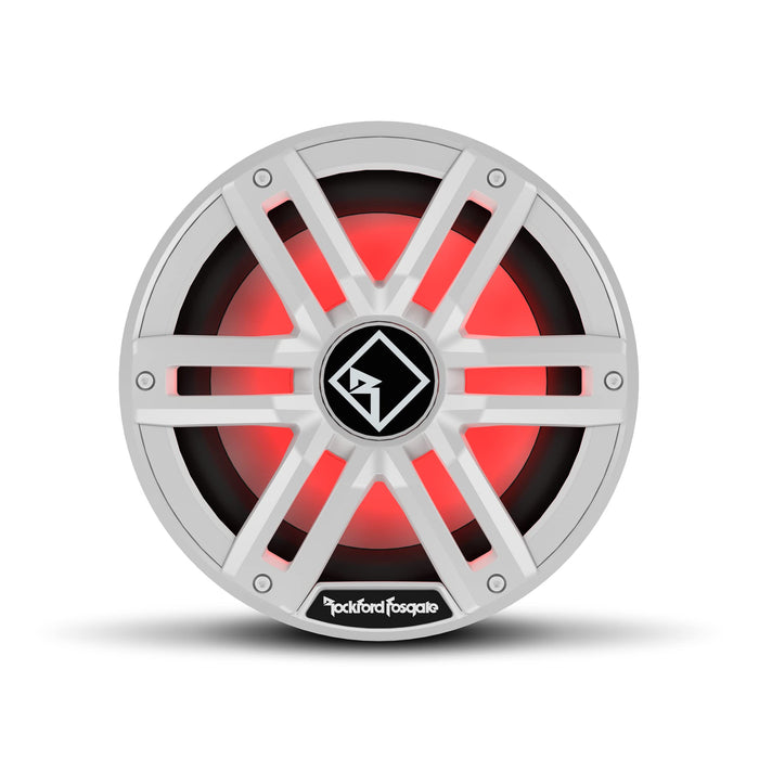 Rockford Fosgate M2D2-10I DVC 2Ω Color Optix Infinite Baffle Marine Subwoofer, 10" w/ White & Stainless Grills