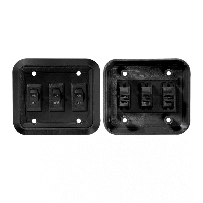 RV Designer S660 DC Triple Wall Switch in Plate, Black