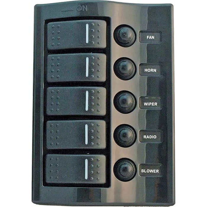 Sea Dog 425110-1 Sea-Dog 5-Gang Wave Rocker Switch Fuse Panel