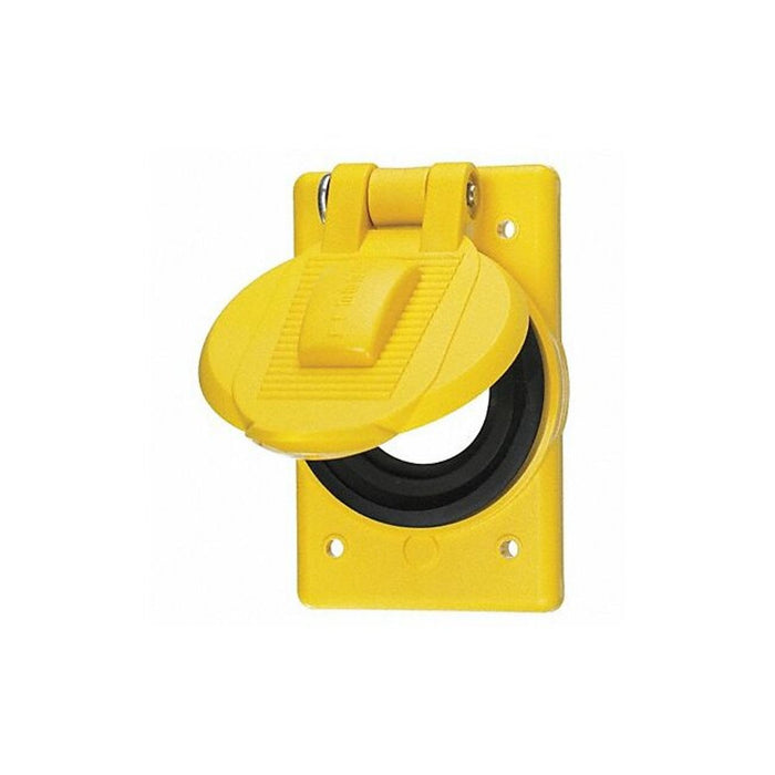 Hubbell HBL74CM24WO Polycarbonate Spring Loaded Weatherproof Cover, Yellow