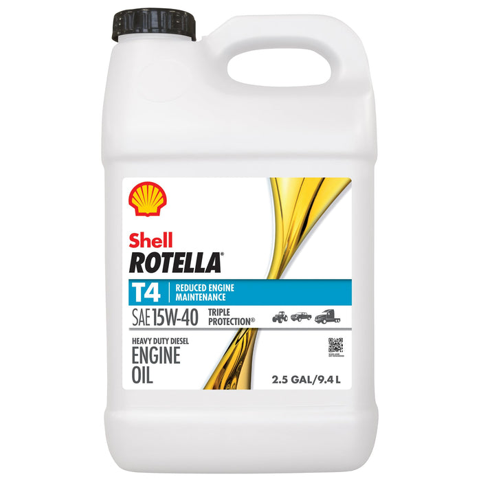 Shell Oil 550045127 Shell Rotella T4 Triple-Protection Heavy-Duty Diesel Motor, Oil, 15W-40, 2.5 Gal.