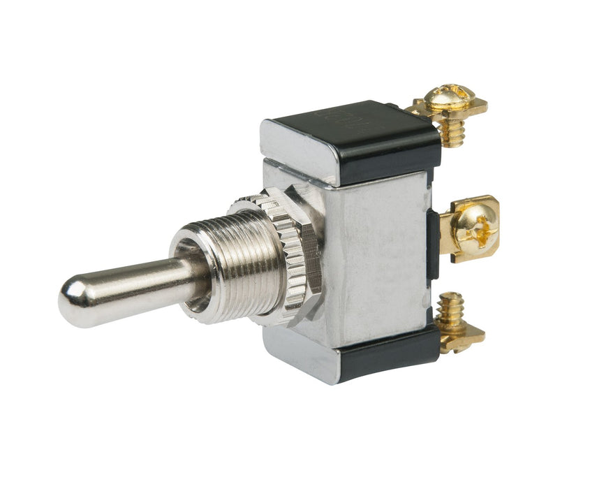 BEP 1002025 Chrome Plated Toggle Switch, Off-On, SPST, #6–32 Screw Terminals