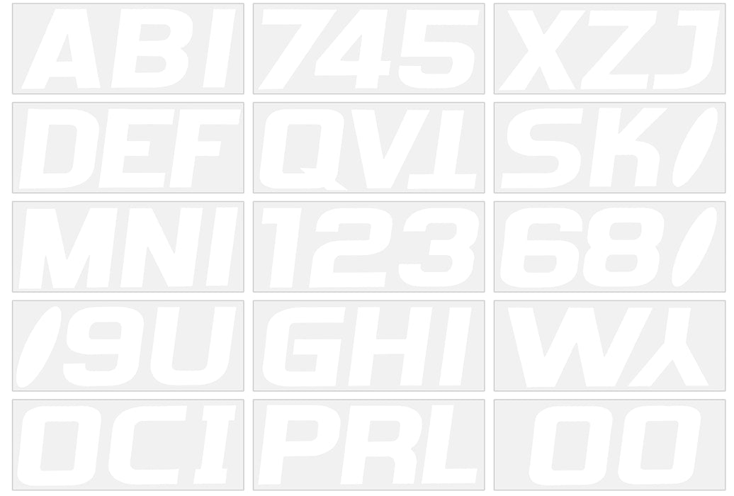 Hardline WHI700EC Series 700EC Registration Kit, White, European Font, Solid Fill/Black Outline, 4 Sets of 3" A-Z, 0-9