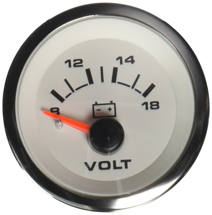 Sierra 62555P White Premier Pro Series 2" SS 12V 8-18 VDC Dial Range Voltmeter, Gauge