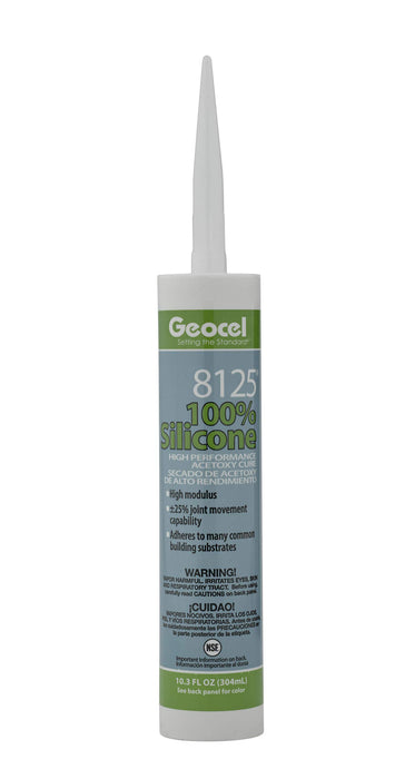 Geocel GC68111 8125 100% Silicone High Performance Acetoxy Cure Sealant, 10.3 oz., Clear