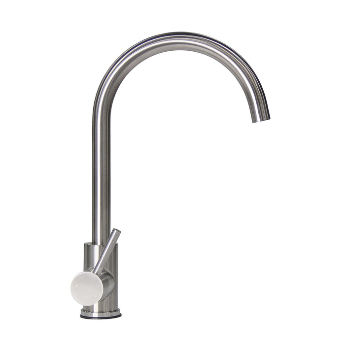 Lippert 719324 Flow-Max Gooseneck Single Hole Faucet, Curved, Stainless Steel