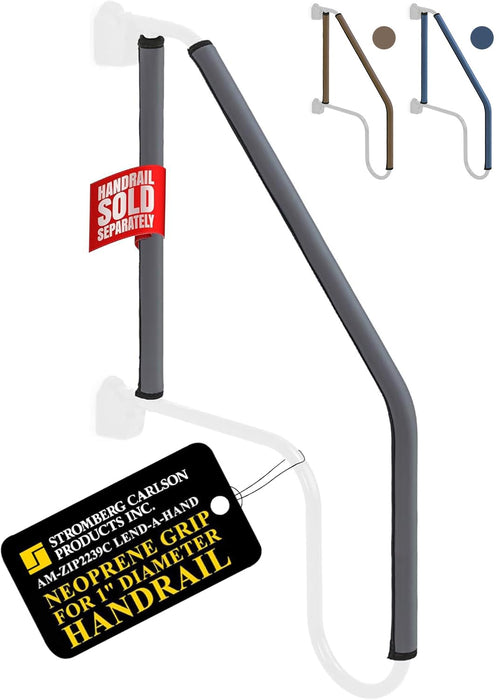 Stromberg Carlson AM-ZIP2239C Zip Grip Handrail Grip Only, 22" & 39" Long, 2-pack, Charcoal