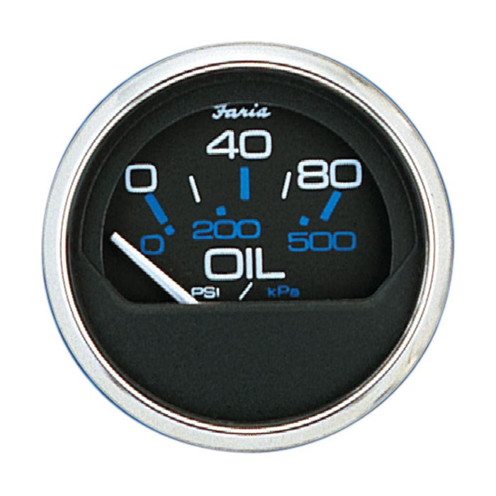 Faria 13702 Chesapeake SS Black 2" Gauge Oil Pressure Gauge 80 PSI