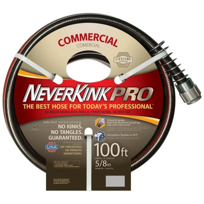 Teknor Apex 8845-100 Commercial Duty Neverkink Hose, 5/8" x 100', Black/Red