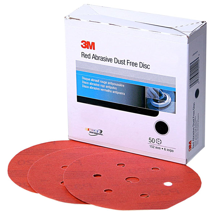 3M 1143 6" Red Abrasive Hookit Disc D/F, P180 (50)