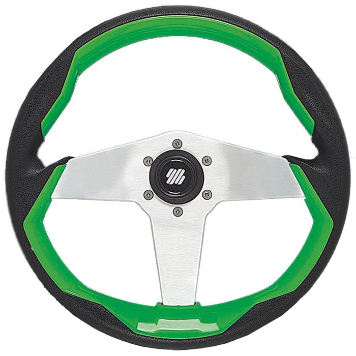 Uflex GRIMANI G/S Uflex Steering Wheel, Green w/Silver Spokes
