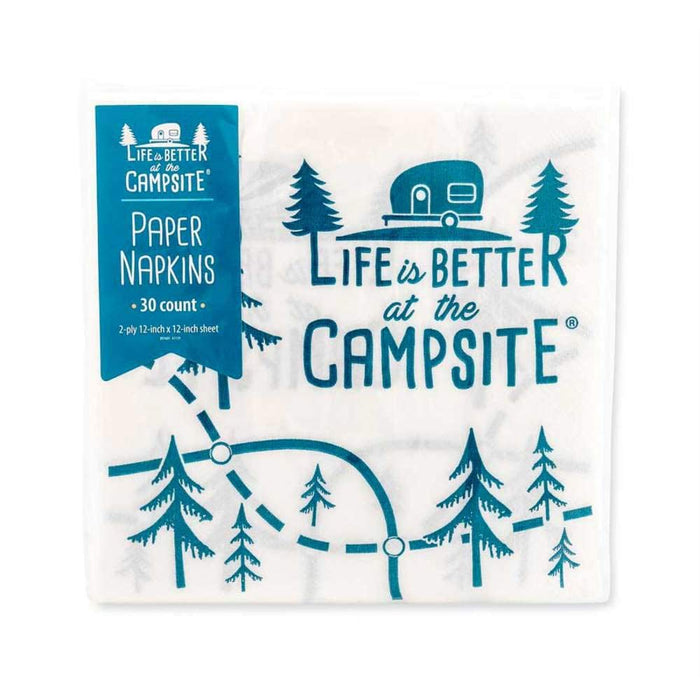 Camco 53375 Paper Napkins, White/Blue Map Desigm, 30/pk