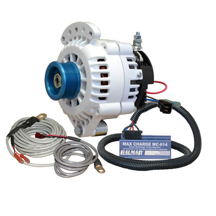 Balmar 621-VUP-MC-100-J10 Alternator 100 AMP Kit 12V, Single Foot Spindle Mount J10 Pulley, Regulator, Temp