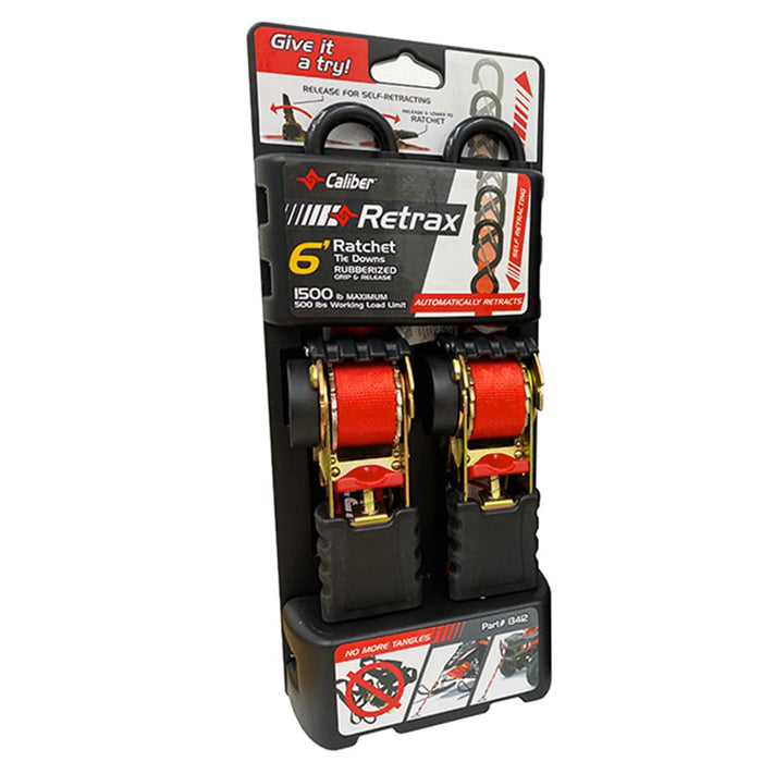 Caliber 13412 Auto Retractable Strap, 1" x 6", 1 pr.