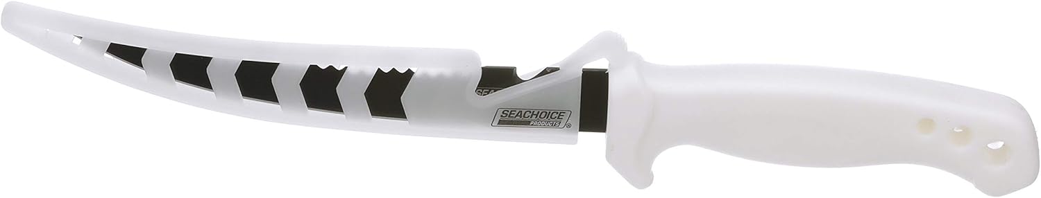 Seachoice Stainless Steel 6" Filet Knife with Serrated Blade and Locking Sheath